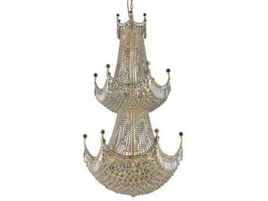 Elegant Lighting Corona 36" Wide 36-Light Gold Clear Crystal Empire Tiered Chandelier EG8949G36G