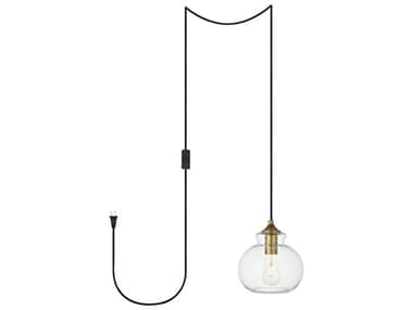 Elegant Lighting Destry 8" 1-Light Brass Glass Globe Mini Pendant EGLDPG2245BR