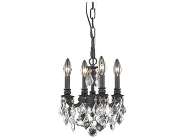 Elegant Lighting Lille 10" Wide 4-Light Dark Bronze Crystal Candelabra Chandelier EG9104D10DB