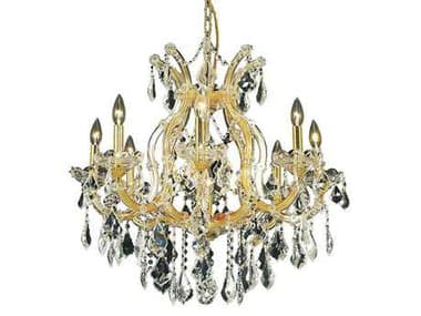 Elegant Lighting Maria Theresa 26" Wide 9-Light Gold Clear Crystal Candelabra Chandelier EG2800D26G