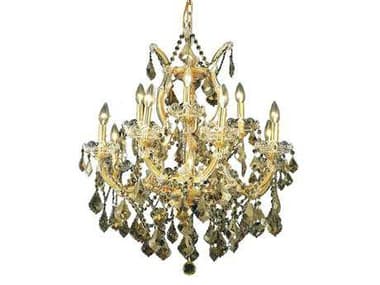 Elegant Lighting Maria Theresa 27" Wide 13-Light Gold Crystal Candelabra Tiered Chandelier EG2800D27GGT
