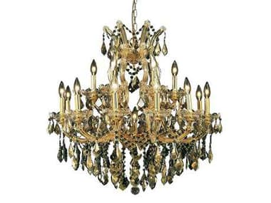 Elegant Lighting Maria Theresa 30" Wide 19-Light Gold Crystal Candelabra Tiered Chandelier EG2800D30GGT