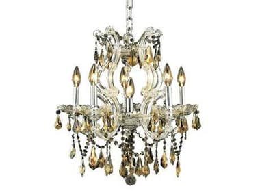 Elegant Lighting Maria Theresa 20" Wide 6-Light Chrome Gold Crystal Candelabra Chandelier EG2801D20CGT