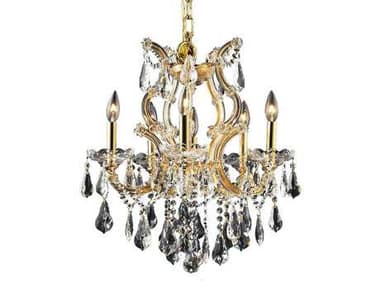 Elegant Lighting Maria Theresa 20" Wide 6-Light Gold Clear Crystal Candelabra Chandelier EG2801D20G