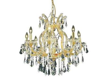 Elegant Lighting Maria Theresa 26" Wide 9-Light Gold Clear Crystal Candelabra Chandelier EG2801D26G