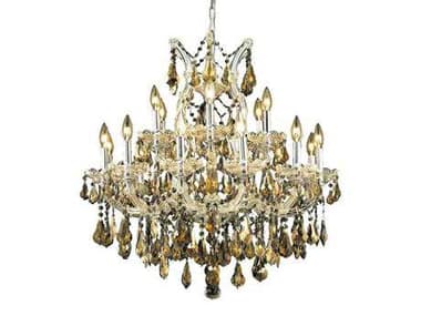 Elegant Lighting Maria Theresa 30" Wide 19-Light Chrome Gold Crystal Candelabra Tiered Chandelier EG2801D30CGT