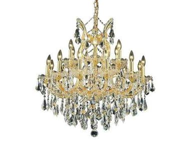 Elegant Lighting Maria Theresa 30" Wide 19-Light Gold Clear Crystal Candelabra Tiered Chandelier EG2801D30G