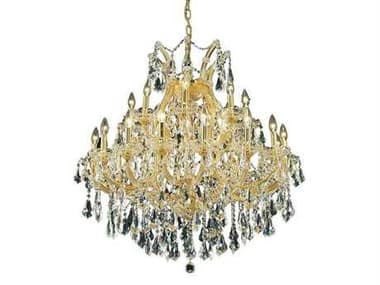 Elegant Lighting Maria Theresa 36" Wide 24-Light Gold Clear Crystal Candelabra Tiered Chandelier EG2801D36G