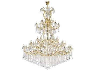 Elegant Lighting Maria Theresa 96" Wide 84-Light Gold Clear Crystal Glass Candelabra Tiered Chandelier EG2800G120G