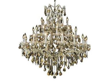 Elegant Lighting Maria Theresa Royal Cut Chrome & Golden Teak 37-Light 44'' Wide Grand Chandelier EG2800G44CGT