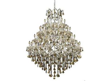 Elegant Lighting Maria Theresa Royal Cut Chrome & Golden Teak 49-Light 46'' Wide Grand Chandelier EG2800G46CGT