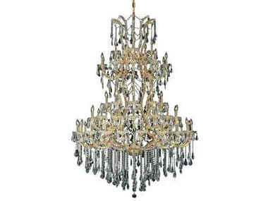 Elegant Lighting Maria Theresa 54" Wide 61-Light Gold Clear Crystal Candelabra Tiered Chandelier EG2801G54G