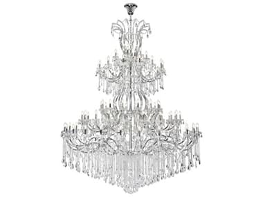 Elegant Lighting Maria Theresa 96" Wide 84-Light Chrome Clear Crystal Glass Candelabra Tiered Chandelier EG2803G120CRC