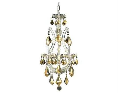 Elegant Lighting Maria Theresa 12" Wide 4-Light Chrome Gold Crystal Candelabra Chandelier EG2800D12CGT