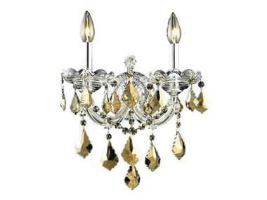 Elegant Lighting Maria Theresa 16" Tall Chrome Gold Crystal Wall Sconce EG2800W2CGT
