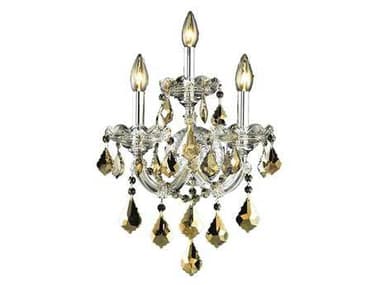 Elegant Lighting Maria Theresa 22" Tall Chrome Gold Crystal Wall Sconce EG2800W3CGT