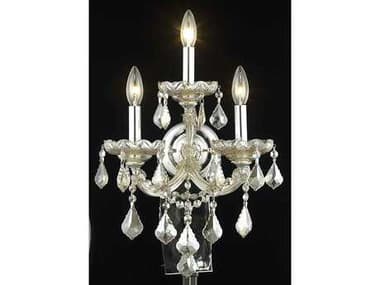 Elegant Lighting Maria Theresa 22" Tall Golden Teak Crystal Wall Sconce EG2800W3GTGT