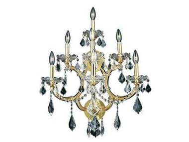 Elegant Lighting Maria Theresa 27" Tall Gold Clear Crystal Wall Sconce EG2800W7G