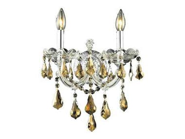 Elegant Lighting Maria Theresa 16" Tall Chrome Gold Crystal Wall Sconce EG2801W2CGT