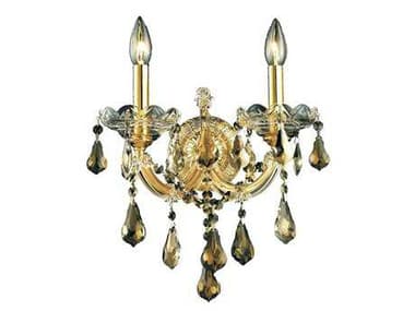 Elegant Lighting Maria Theresa 16" Tall Gold Crystal Wall Sconce EG2801W2GGT