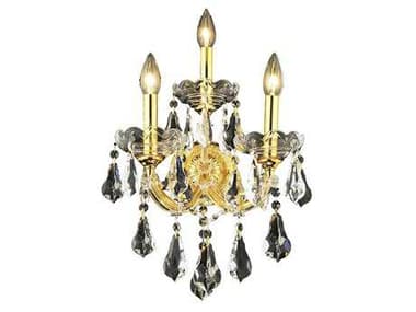 Elegant Lighting Maria Theresa 22" Tall Gold Clear Crystal Wall Sconce EG2801W3G