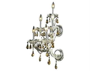 Elegant Lighting Maria Theresa 25" Tall Chrome Gold Crystal Wall Sconce EG2801W5CGT