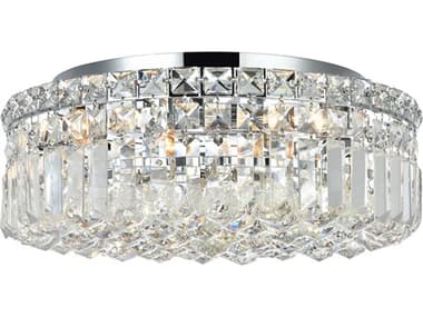 Elegant Lighting Maxime 16" Chrome Clear Crystal Drum Flush Mount EG2030F16C