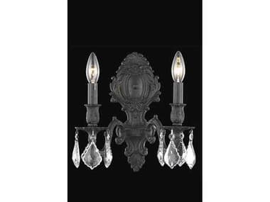 Elegant Lighting Monarch 11" Tall Dark Bronze Clear Crystal Wall Sconce EG9602W10DB