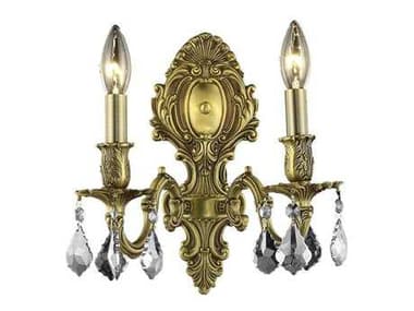 Elegant Lighting Monarch 11" Tall French Gold Clear Crystal Wall Sconce EG9602W10FG