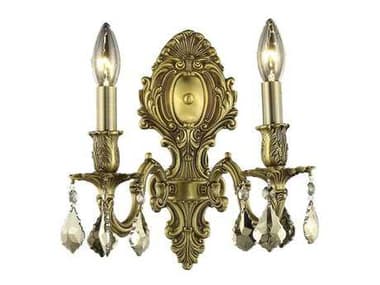 Elegant Lighting Monarch 11" Tall French Gold Crystal Wall Sconce EG9602W10FGGT
