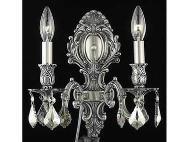 Elegant Lighting Monarch 11" Tall Pewter Gold Crystal Wall Sconce EG9602W10PWGT