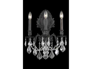 Elegant Lighting Monarch 18" Tall Dark Bronze Clear Crystal Wall Sconce EG9603W14DB
