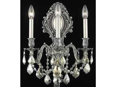 Elegant Lighting Monarch 18" Tall Pewter Gold Crystal Wall Sconce EG9603W14PWGT