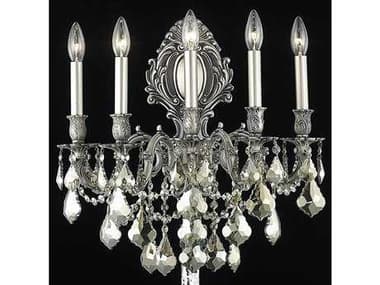 Elegant Lighting Monarch 24" Tall Pewter Gold Crystal Wall Sconce EG9605W21PWGT