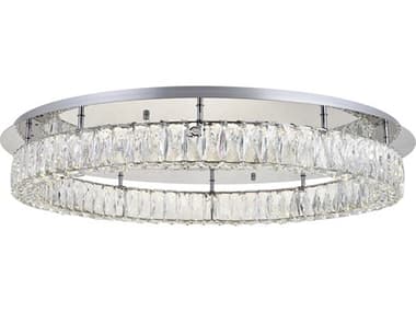 Elegant Lighting Monroe 34" Chrome Crystal LED Drum Flush Mount EG3503F33