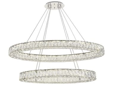 Elegant Lighting Monroe 48" 8-Light Chrome Crystal LED Drum Pendant EG3503D48