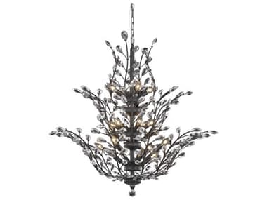 Elegant Lighting Orchid 41" Wide 18-Light Dark Bronze Clear Crystal Tiered Chandelier EG2011G41DB