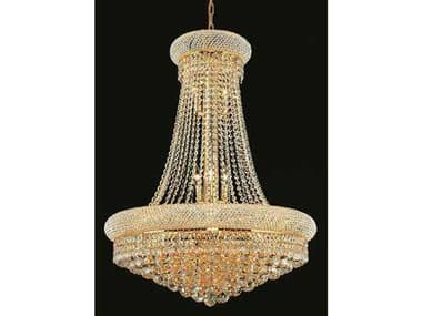 Elegant Lighting Primo Royal Cut Gold & Crystal 14-Light 28'' Wide Chandelier EG1800D28G
