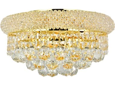 Elegant Lighting Primo 14" Gold Clear Crystal Bowl Flush Mount EG1800F14G