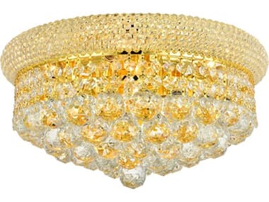 Elegant Lighting Primo 16" Gold Clear Crystal Bowl Flush Mount EG1800F16G
