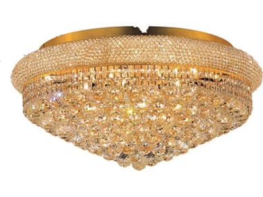 Elegant Lighting Primo 28" Gold Clear Crystal Bowl Flush Mount EG1800F28G