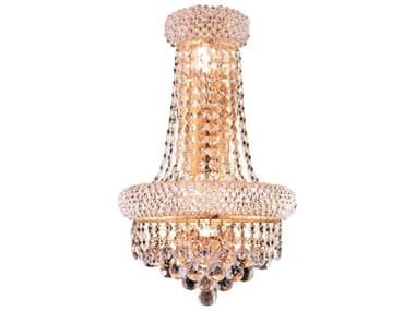 Elegant Lighting Primo 17" Tall Gold Clear Crystal Wall Sconce EG1800W12SG