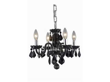 Elegant Lighting Rococo Royal Cut Black & Jet Four-Light 15'' Wide Mini Chandelier EG7804D15BJT