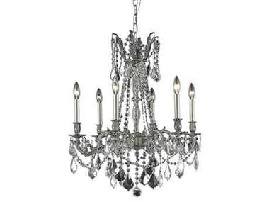 Elegant Lighting Rosalia Royal Cut Pewter & Crystal Six-Light 23'' Wide Chandelier EG9206D23PW