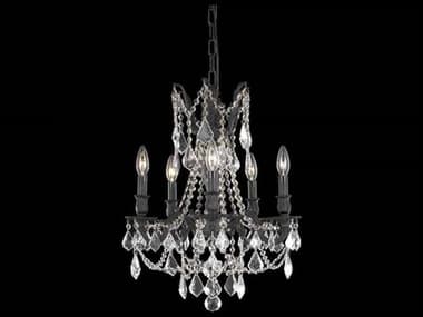 Elegant Lighting Rosalia Royal Cut Dark Bronze & Crystal Five-Light 18'' Wide Mini Chandelier EG9205D18DB