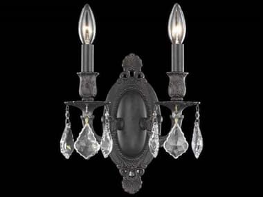 Elegant Lighting Rosalia 10" Tall Dark Bronze Clear Crystal Wall Sconce EG9202W9DB