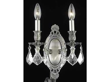 Elegant Lighting Rosalia 10" Tall Pewter Clear Crystal Wall Sconce EG9202W9PW