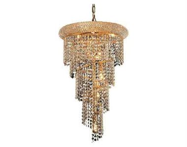 Elegant Lighting Spiral 16" Wide 8-Light Gold Clear Crystal Chandelier EG1801SR16G