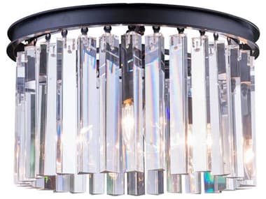 Elegant Lighting Sydney 16" 3-Light Matte Black Clear Crystal Drum Flush Mount EG1208F16MBRC