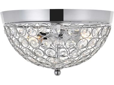 Elegant Lighting Taye 10" 2-Light Chrome Crystal Bowl Flush Mount EGLD5012F10